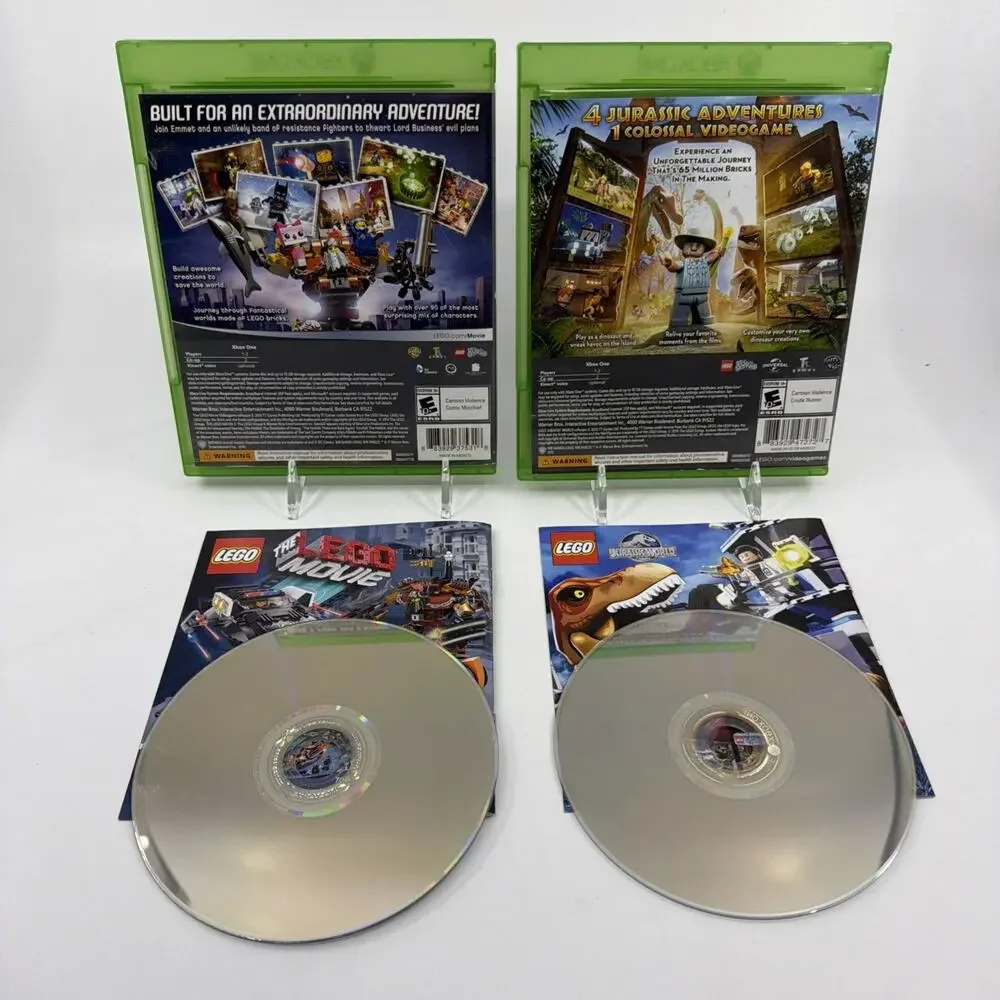 Xbox One LEGO Game Lot of 2 LEGO Movie Video Game & Jurassic World CIB Tested